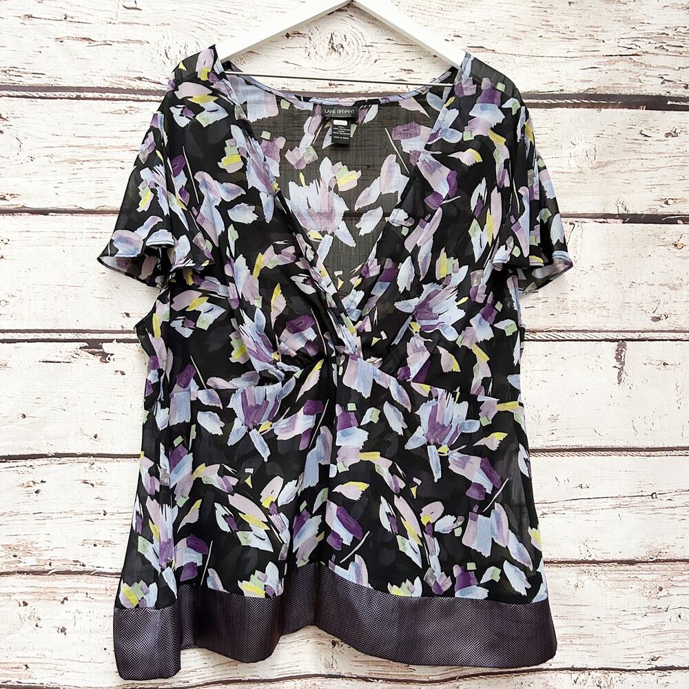 LANE BRYANT Sheer Floral Blouse Sz 18 20 1X